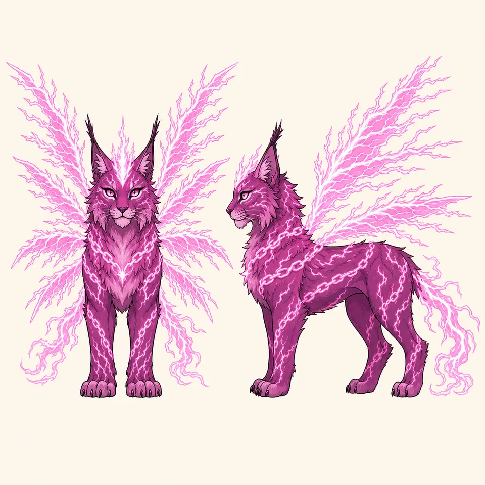 Concept plate of Fulgora, a energy elemental: arc lynx.